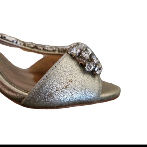Badgley Mischka Womens Gold Pascale T Strap Rhinestone Heel 7.5 - Picture 15 of 15